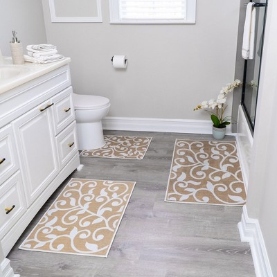 3 Piece Bathroom Rugs Set - Non-slip Ultra Thin Bath Rugs For Bathroom ...