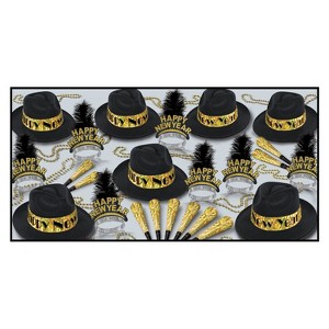 Beistle New Year Swingin' Gold Assortment of 125 items for 50 people Gold - 1 of 2
