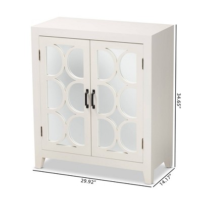 Garcelle Chic White and Mirrored Glass Circular 2-Door Sideboard