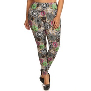 Slickblue Plus Size Abstract Print Leggings, Slim Fit, Full Length with Banded High Waist, One Size, Multicolor - 1 of 4