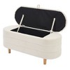 CAVINAS Oval Storage Ottoman Bench,Upholstered Ottoman with Wood Legs for Living Room,Bedroom,White/Pink - 4 of 4