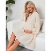 Coolmee Women's Maternity Midi Dress V Neck Long Sleeve Button Loose Pregnant Flowy Dress with Pocket - 2 of 4