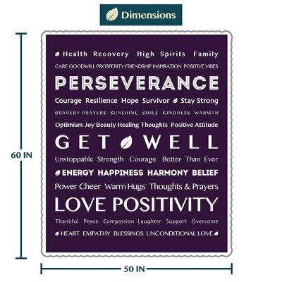Purple Reversible Sherpa Fleece Healing Thoughts Blanket
