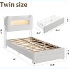 GAOMON Upholstered Twin Bed Frame with 2-Tier Storage Headboard, LED Platform Bed with Charging Station and Drawer for Kids/Girls/Boys - 2 of 4