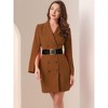 INSPIRE CHIC Women's Elegant Slit Sleeve Belted Double Breasted Work Office Blazer Dresses - 3 of 4