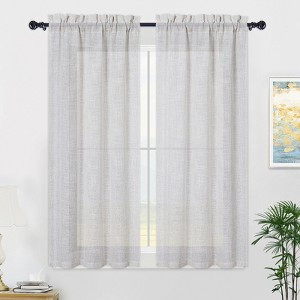 Small Window Curtains Kitchen Curtains with Rod Pocket Farmhouse Curtains Solid Curtains for Bathroom Cafe Window Bedroom Dining Room Light Filtering - 1 of 4