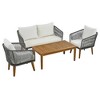 Sapphtopaz Patio Furniture Set Wood Loveseat Conversation Outdoor Chairs with Wooden Coffee Table Sofa Set for Backyard, Terrace, Garden - 4 of 4