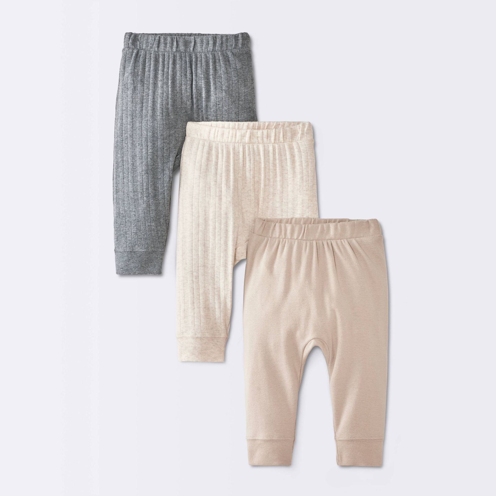 Baby 3pk Cotton Jogger Pants - Cloud Island™ Gray 0-3M
