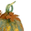 Northlight 13" Autumn Harvest Pumpkin Metal Decoration - Orange and Green - 2 of 4