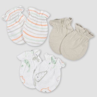 Gerber Baby 3pk Vegetables Mittens - White/Light Purple