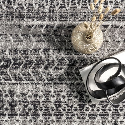 Reversible Dark Gray Stripe Synthetic Area Rug 62"x24"