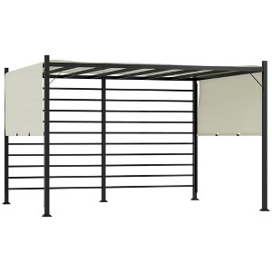 Outsunny 10' x 12' Outdoor Pergola Patio Gazebo Retractable Canopy Sun Shelter with Steel Frame, Beige - 1 of 4