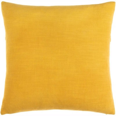 Mustard Yellow 18" Square Polyester Cottage Pillow Cover