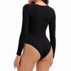 INSPIRE CHIC Women's Bodysuit Long Sleeve Slim Fit V Neck Tummy Control Brief Shapewear - 2 of 4