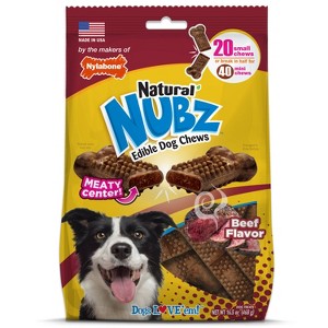 Nylabone Nubz Beef with Meaty Center Chewy Dog Treats - 20pk - 1 of 4