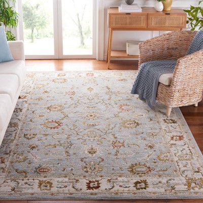 Elegance Blue Wool-Synthetic Blend 8' x 10' Hand-Knotted Area Rug