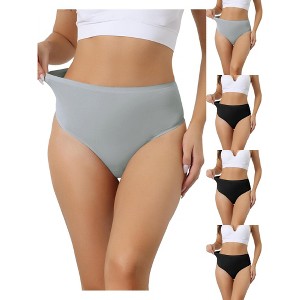 Allegra K Women's High Waist Tummy Control Stretch T-back Breathable Comfortable Thongs Multicolored - 1 of 4