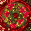 Pre-Lit Artificial Christmas Wreath 24 Inch, Frosted Pine Cone & Berry Winter Greenery Wreath for, Full Outdoor/Indoor Decor with 50 LED Lights - 4 of 4