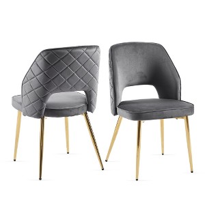 Kumasinova Luxury Velvet Dining Chairs with Metal Legs,Set of 2/4,Chic Armless Accent Chairs with Hollow Back for Kitchen&Dining Room,350lbs Max - 1 of 4