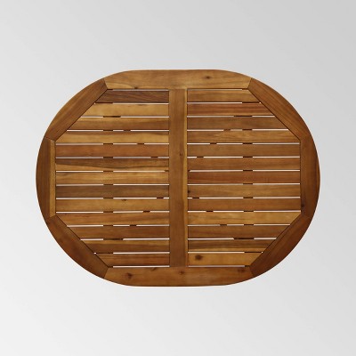 Stamford Teak Acacia Wood Oval Rustic Bar Table