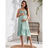 Coolmee Women's Maternity Dress Summer Sleeveless Smocked Casual Spaghetti Strap Beach Vacation Midi Dress Photoshoot Baby Shower - 2 of 4