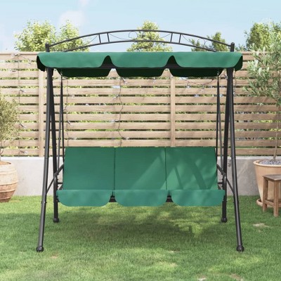 vidaXL Garden Swing Bench with Canopy Green 78 in. Fabric and Steel