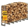 CuisinSmart 12FT Firewood Rack with 600D Oxford Waterproof Cover Combo Set, Heavy Duty Steel Log Storage Rack - Wood Pile Holder Organizer - 2 of 4