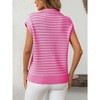 Women's V-Neck Sleeveless Knit Top Striped Collared Sweater for Casual Style - 2 of 4