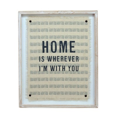 VIP Wood 18 in. Beige Home is With You On Textile In Frame