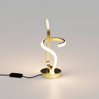 Infibrite 16" 12W Golden Swirl Table Lamp (Includes LED Light Bulb) Warm Glow Touch Dimming: ETL Listed, Iron Base, No Shade