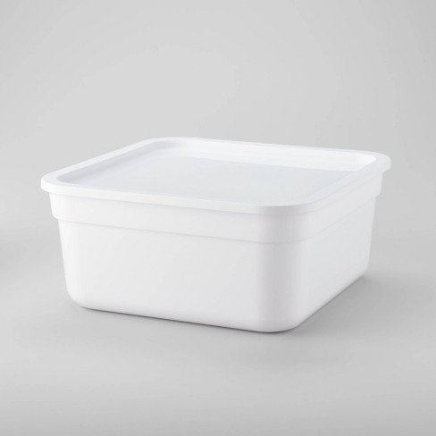 White Modular Storage Bin with Lid, 4L, Sold by at Home