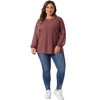 Agnes Orinda Women's Plus Size Lace Crew Neck Long Sleeve Knit Blouses - 3 of 4