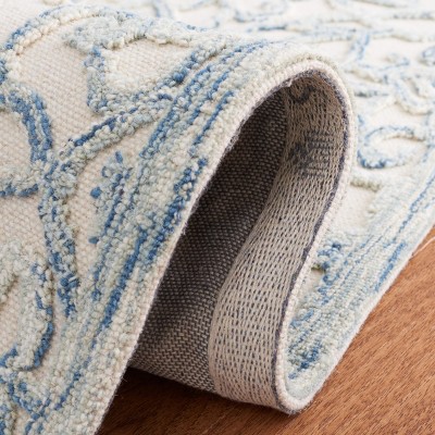 Ivory Floral Tufted Handmade Wool Square Rug