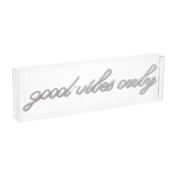 20" x 6" Good Vibes Only Contemporary Glam Acrylic Box USB Operated LED Neon Light Yellow - JONATHAN Y
