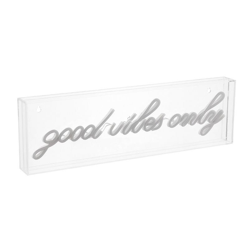 20&#34; x 6&#34; Good Vibes Only Contemporary Glam Acrylic Box USB Operated LED Neon Light Yellow - JONATHAN Y, 1 of 7
