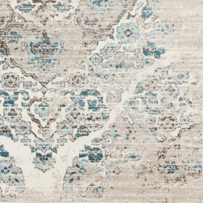 Cream and Blue 9' x 12' Synthetic Oriental Area Rug