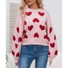 Clearlove Women's Valentine's Day Cute Heart Sweater Crew Neck Long Sleeve Pullover Sweaters - 3 of 4