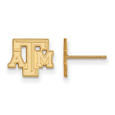 Black Bow Jewelry 14k Yellow Gold Texas A&M Aggies NCAA Post Earrings