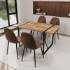 NicBex Dining Table Set for 4 Modern Dining Table with Wooden Tabletop, Geometric Legs and 4 Suede Chairs for Kitchen - 3 of 4