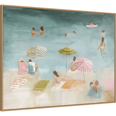 Large Multicolor Beachscape Canvas Wall Art with Float Frame
