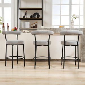 DYHOME Bar Stools Set of 3, 28 Inches Counter Height Bar Stools with Curved Back, Modern Upholstered Fabric Tall Barstools for Kitchen Island, Cafe - 1 of 4