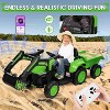 12V Kids 3 in 1 Ride on Excavator & Tractor with Detachable Trailer, Kids Electric Vehicles with LED Lights - 3 of 4