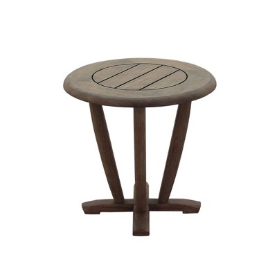 Avalon FSC Teak Round End Table - Gray - Courtyard Casual