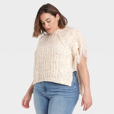 Women's Knit Pullover - Universal Thread™ Heather Cream One Size