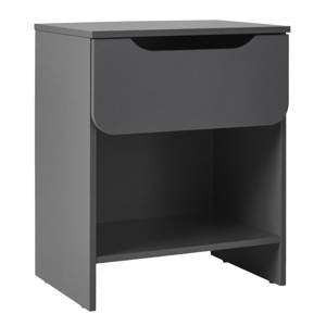 GlasFlength Nightstands Modern Nightstand Bedroom Nightstand Bedside Table with Drawer Open Shelf for Living Room, Gray, 18.88"*15.63"*24.38" - 1 of 4