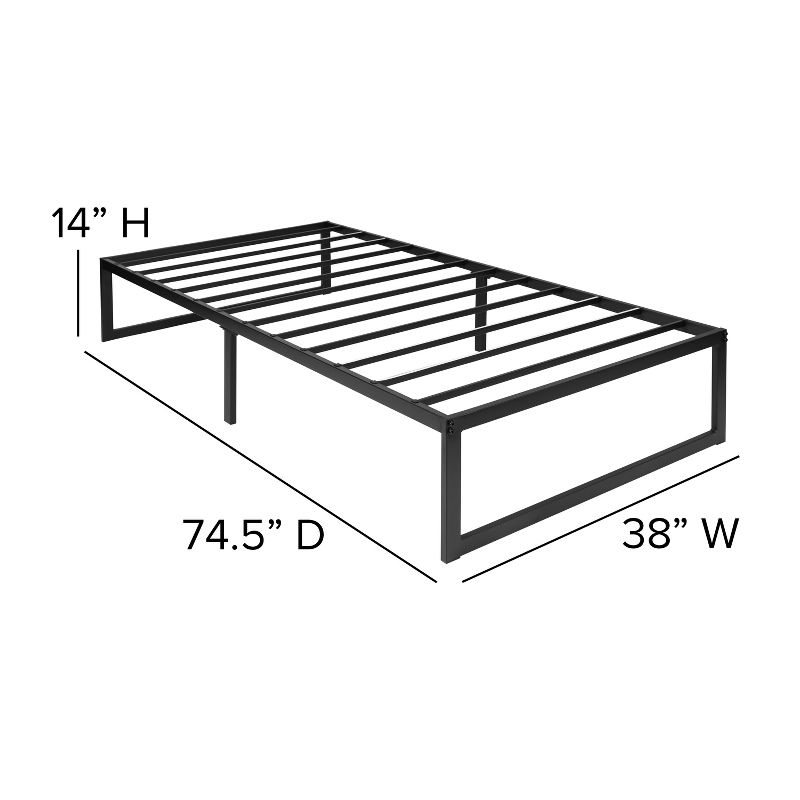 Emma and Oliver 14 Inch Twin Metal Platform Bed Frame/Steel Slat Support/No Box Spring Needed, 6 of 17