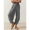 Women's Slimming Drawstring Tie - Waist Casual Loose 3/4 Pants, Comfy Elastic Waist Cropped Harem Pants for Daily Wear - 2 of 2
