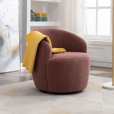CAVINAS 360 Degree Swivel Chairs, Fabric Barrel Chair, Swivel Accent Chair, Single Sofa Chair, Round Armchair for Living Room, Bedroom
