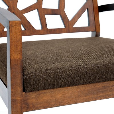 Danish Modern Dark Brown Microfiber Lounge Chair with Walnut Veneer