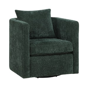 Swivel Ultra-Soft Performance Fabric Barrel Chair with Reversible Seat, Pocket Coil Cushion, and 360-Degree Swivel - 1 of 4